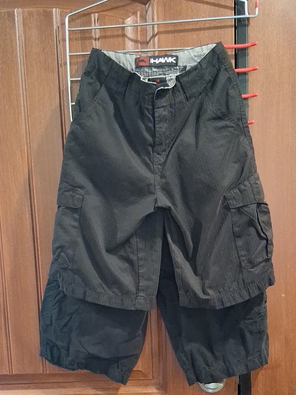 2 Pair Tony Hawk Black Cargo Shorts with Side Pockets. Size 14 (Boy)